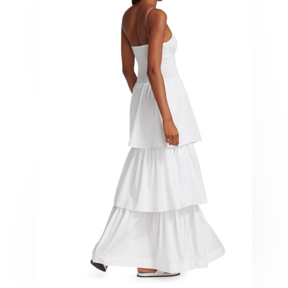 SWF x Revolve 100% Cotton Smocked Tiered Maxi Dress White - Picture 4 of 13